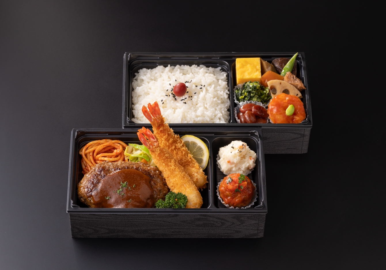九州産黒毛和牛ハンバーグ＆海老フライ洋弁当