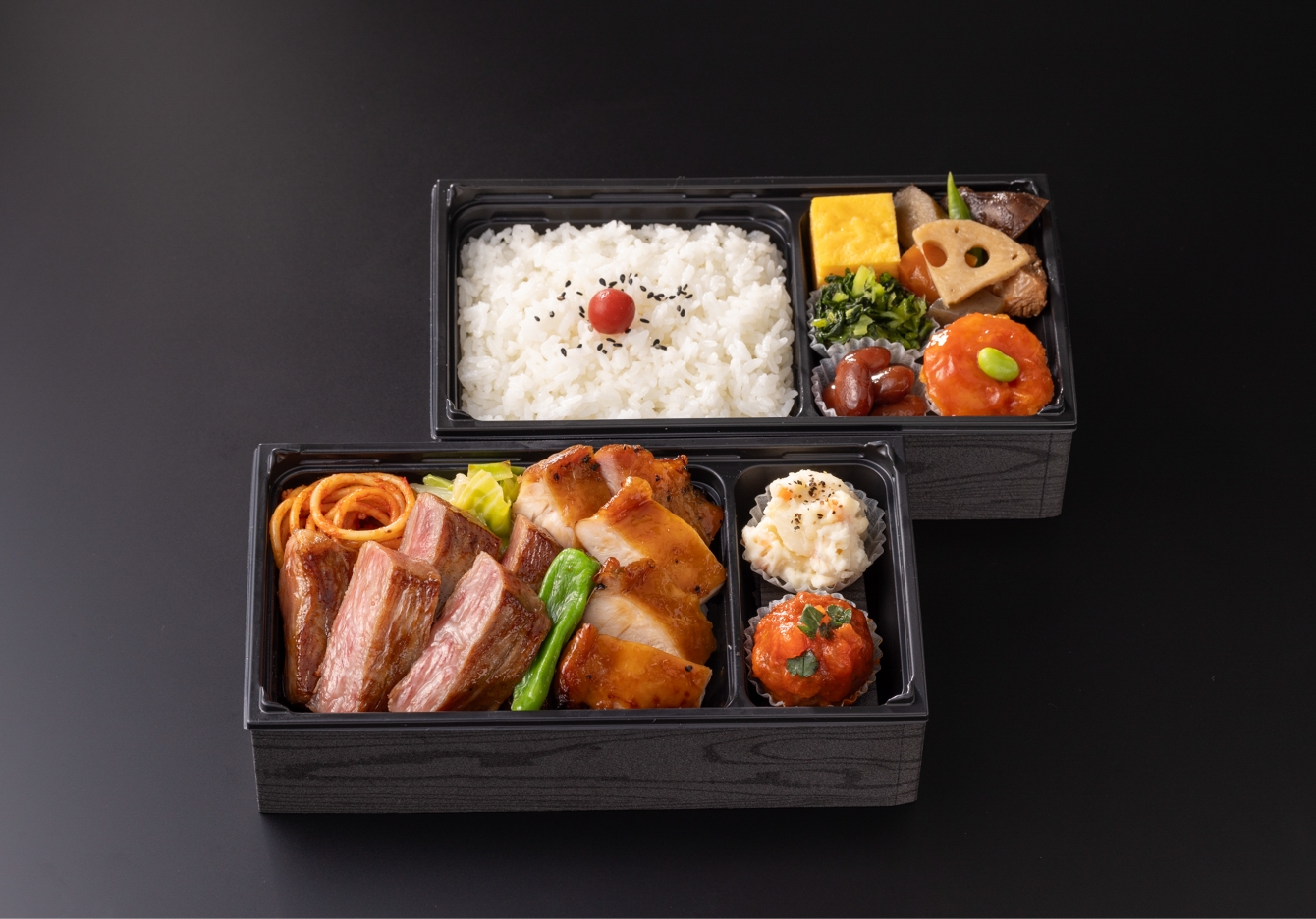 九州産黒毛和牛ステーキ＆いずみ鶏ロースト洋弁当